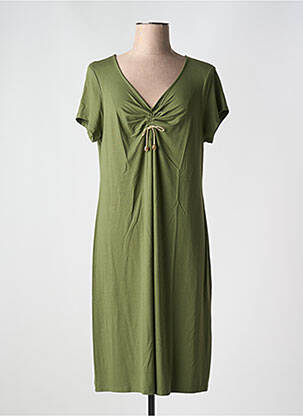 Robe mi-longue manches courtes manches courtes vert BARANDI femme