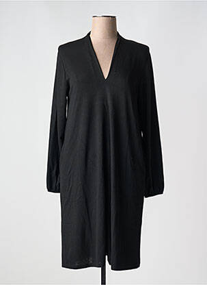 Robe mi-longue manches longues manches longues noir DANIELA femme