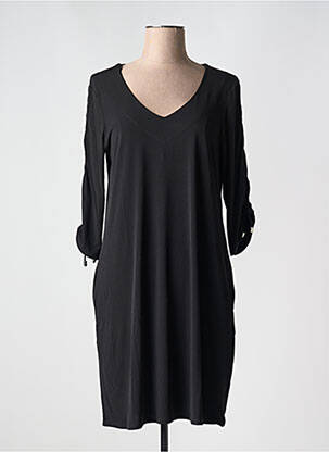 Robe mi-longue manches longues manches longues noir BARANDI femme