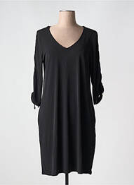 Robe mi-longue manches longues manches longues noir BARANDI femme