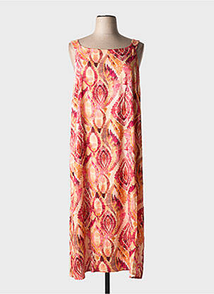 Robe longue imprimé fantaisie sans manche orange BARANDI femme