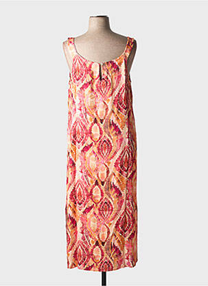 Robe longue imprimé fantaisie sans manche orange BARANDI femme