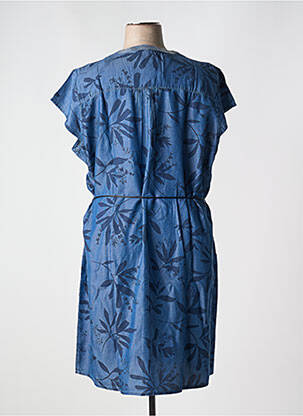 Robe mi-longue imprimé fleurs manches courtes bleu CHRISTINE LAURE femme