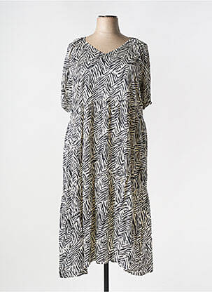 Robe mi-longue manches courtes manches courtes blanc BARANDI femme