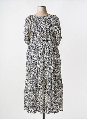 Robe mi-longue manches courtes manches courtes blanc BARANDI femme