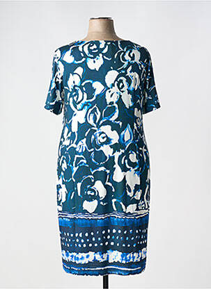 Robe mi-longue imprimé fantaisie manches courtes bleu BARANDI femme