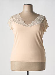 T-shirt col v manches courtes beige MARBLE femme