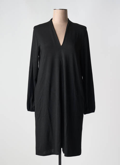 Robe mi-longue manches longues manches longues noir DANIELA femme