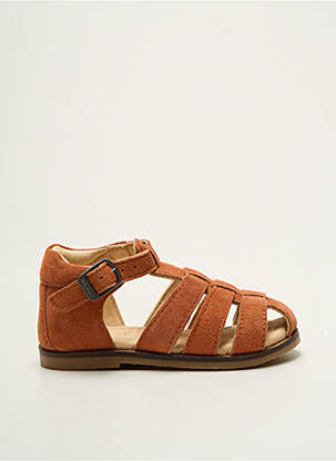 Sandales/nu pieds nubuck bout rond orange ASTER garcon