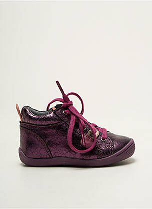 Baskets matière lisse bout rond violet NOËL fille