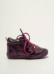 Baskets matière lisse bout rond violet NOËL fille