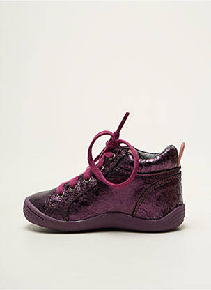 Baskets matière lisse bout rond violet NOËL fille