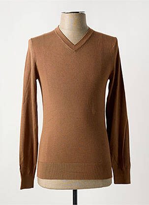 Pull col v manches longues marron CELIO homme