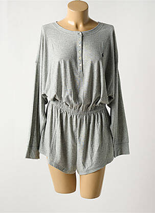 Combishort fermeture boutonnée sur le devant manches longues gris RALPH LAUREN femme