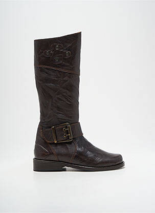 Bottes effet froissé talon bas marron BELLAMY fille