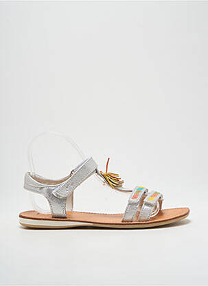 Sandales/nu pieds matière lisse bout ouvert argent NOËL fille
