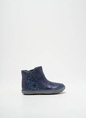 Bottines/boots matière lisse bout rond bleu NOËL fille