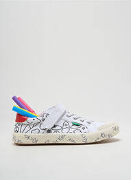 Baskets fermeture scratch bout rond blanc KICKERS enfant