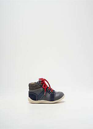 Bottillons matière lisse bout rond bleu KICKERS garcon