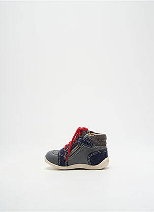 Bottillons matière lisse bout rond bleu KICKERS garçon