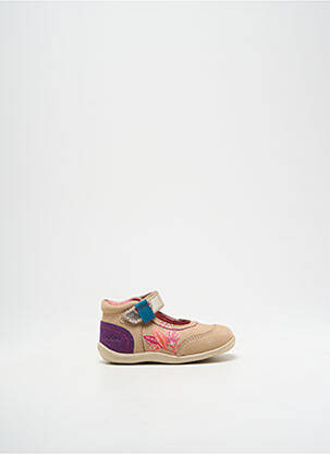 Ballerines tissage satiné bout rond beige KICKERS fille