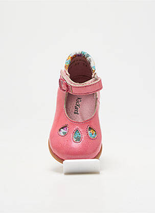 Ballerines tissage satiné chiquet rose KICKERS fille