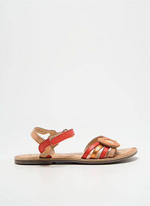 Sandales/nu pieds tissage satiné chiquet orange KICKERS fille