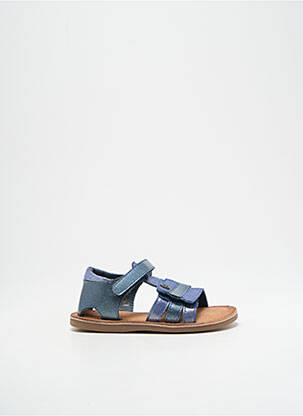 Sandales/nu pieds tissage satiné bout ouvert bleu KICKERS fille