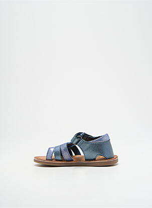 Sandales/nu pieds tissage satiné bout ouvert bleu KICKERS fille