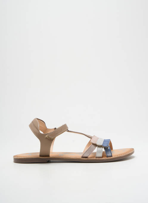 Sandales/nu pieds matière lisse chiquet beige KICKERS fille