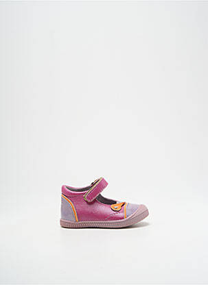 Ballerines tissage satiné bout rond violet KICKERS fille