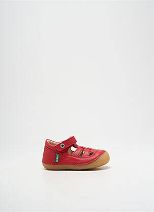 Sandales/nu pieds matière lisse bout rond rouge KICKERS garcon