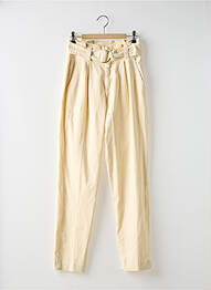 Pantalon slim tissage popeline taille haute beige REIKO femme
