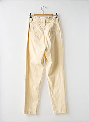 Pantalon slim tissage popeline taille haute beige REIKO femme