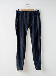 Pantalon chino fermeture zippée sous rabat avec crochet taille normale bleu REIKO femme