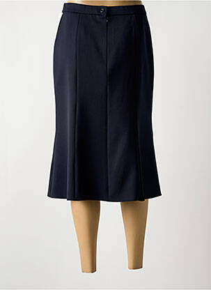 Jupe mi-longue coupe droite évasée sur le bas bleu ANNE KELLY femme