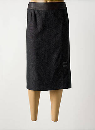 Jupe mi-longue taille à pinces noir GEVANA femme