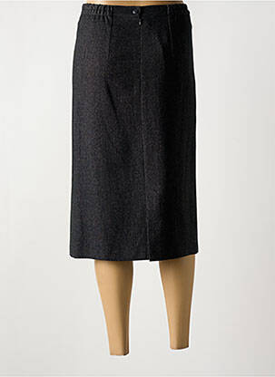 Jupe mi-longue taille à pinces noir GEVANA femme
