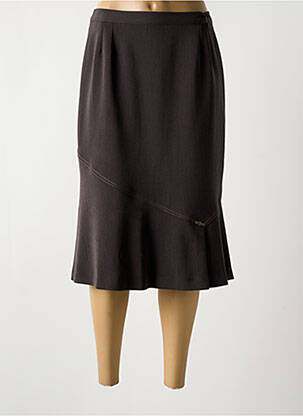 Jupe mi-longue coupe droite évasée sur le bas marron GEVANA femme