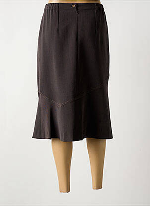 Jupe mi-longue coupe droite évasée sur le bas marron GEVANA femme