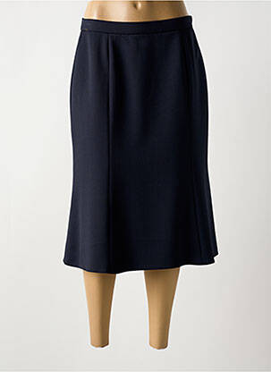Jupe mi-longue coupe droite évasée sur le bas bleu ANNE KELLY femme