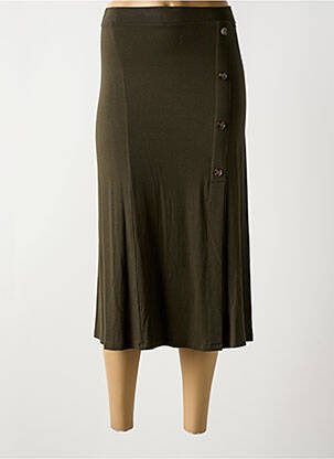 Jupe mi-longue stretch vert YERSE femme