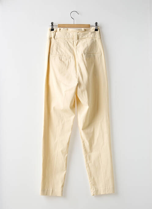 Pantalon slim tissage popeline taille haute beige REIKO femme