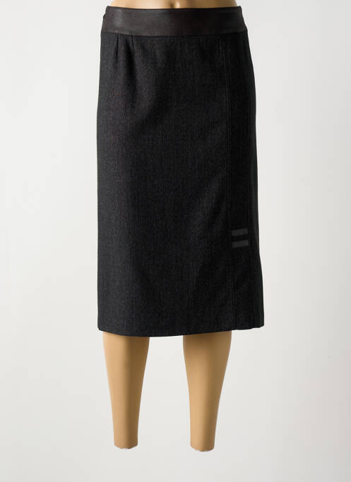 Jupe mi-longue taille à pinces noir GEVANA femme