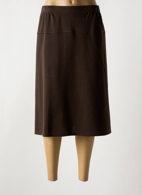 Jupe mi-longue coupe droite marron GRIFFON femme