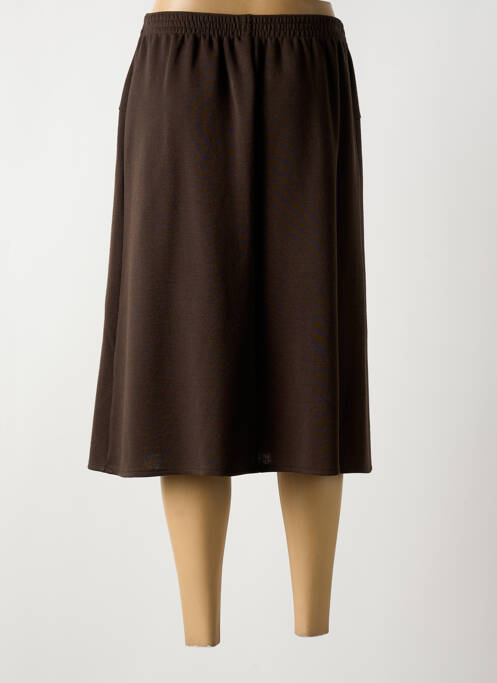 Jupe mi-longue coupe droite marron GRIFFON femme