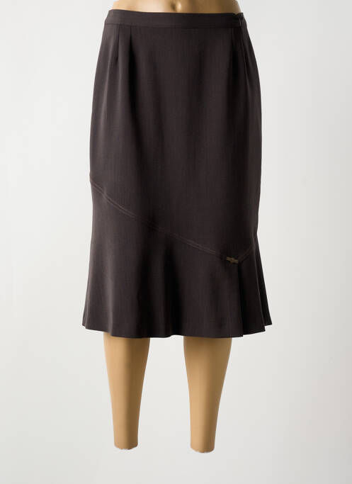 Jupe mi-longue taille à pinces marron GEVANA femme