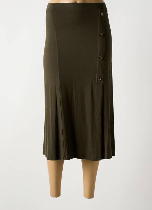 Jupe mi-longue stretch vert YERSE femme