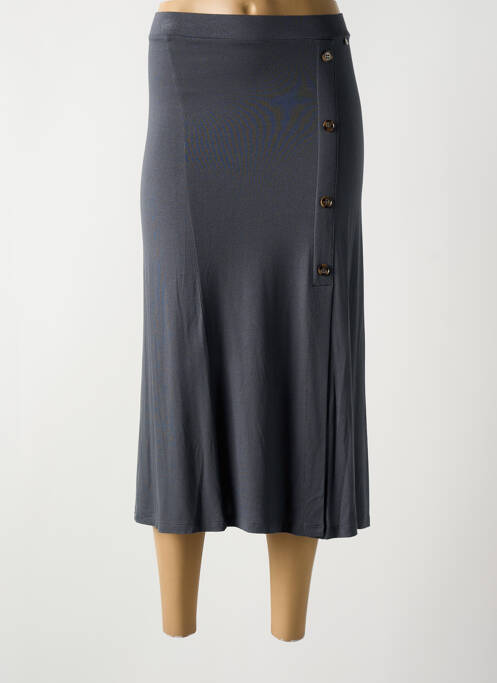 Jupe mi-longue stretch gris YERSE femme