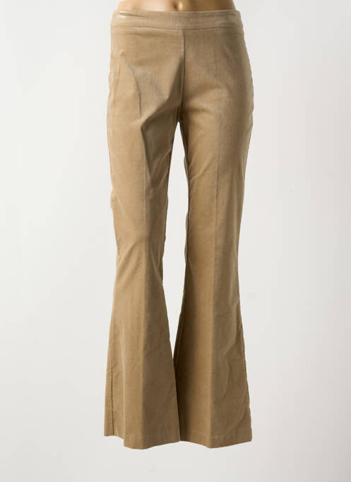 Pantalon flare stretch taille haute beige RINASCIMENTO femme